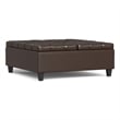 Pemberly Row Harrison Coffee Table Ottoman in Chocolate Brown Faux Leather