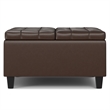 Pemberly Row Harrison Coffee Table Ottoman in Chocolate Brown Faux Leather