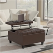 Pemberly Row Harrison Coffee Table Ottoman in Chocolate Brown Faux Leather