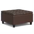 Pemberly Row Harrison Coffee Table Ottoman in Chocolate Brown Faux Leather