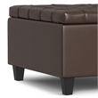 Pemberly Row Harrison Coffee Table Ottoman in Chocolate Brown Faux Leather