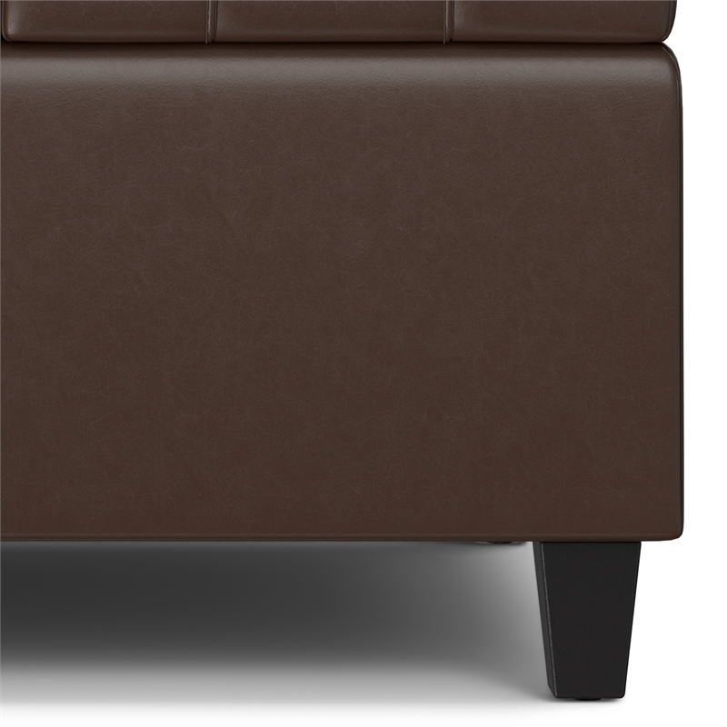 Pemberly Row Harrison Coffee Table Ottoman in Chocolate Brown Faux Leather