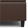 Pemberly Row Harrison Coffee Table Ottoman in Chocolate Brown Faux Leather