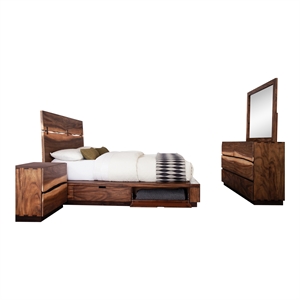 Pemberly Row 4-Piece California King Bedroom Set in Smokey Walnut