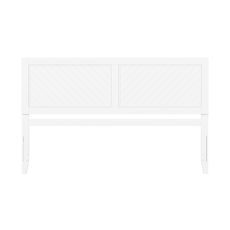 Pemberly Row King Wood Headboard with Chevron Accent in White