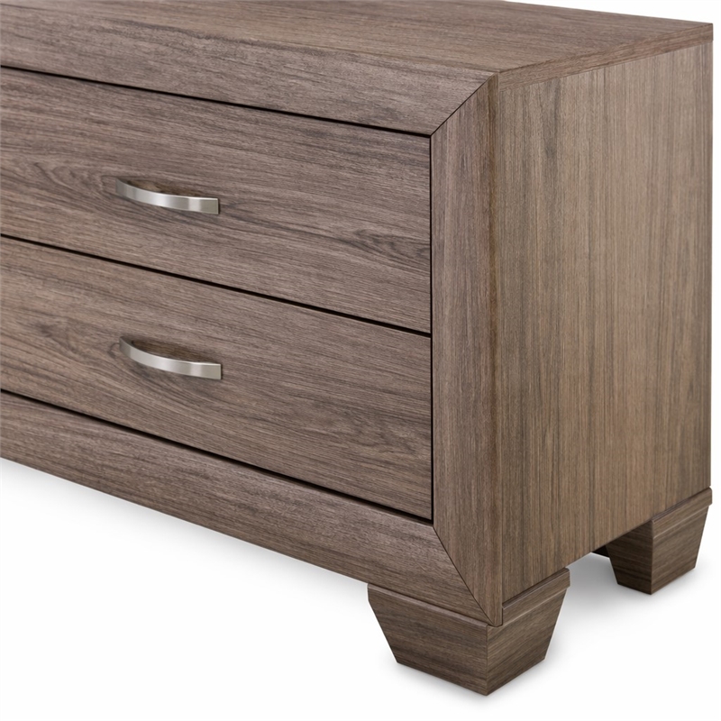 Pemberly Row 4-Piece Eastern King Bedroom Set in Washed Taupe Oak Finish