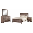 Pemberly Row 4-Piece Eastern King Bedroom Set in Washed Taupe Oak Finish