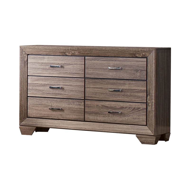 Pemberly Row 4-Piece Eastern King Bedroom Set in Washed Taupe Oak Finish