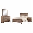 Pemberly Row 4-Piece Eastern King Bedroom Set in Washed Taupe Oak Finish