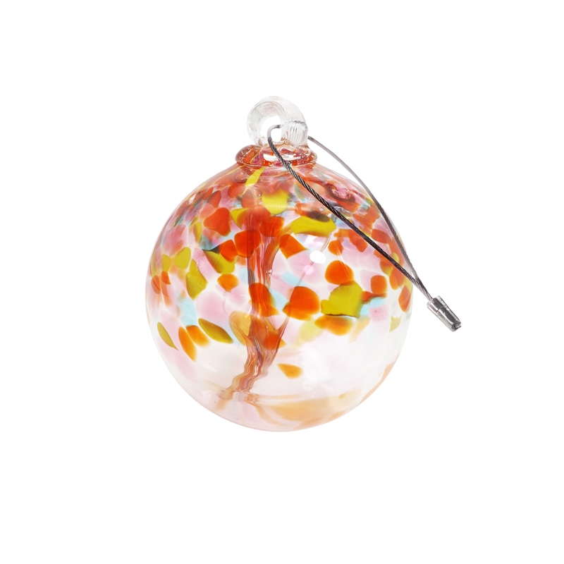 Pemberly Row Eden Hand Blown Art Glass Ornament in Orange