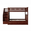 Pemberly Row Full Over Full Wood Staircase Bunk Bed with Trundle in Walnut
