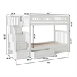 Pemberly Row Twin Over Twin Solid Wood Staircase Storage Bunk Bed in White