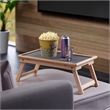 Pemberly Row Arlo Breakfast Tray with Flip Top in Gray and Natural Finish