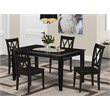 Pemberly Row 5-Piece Wood Dining Set in Black with X Back Chairs