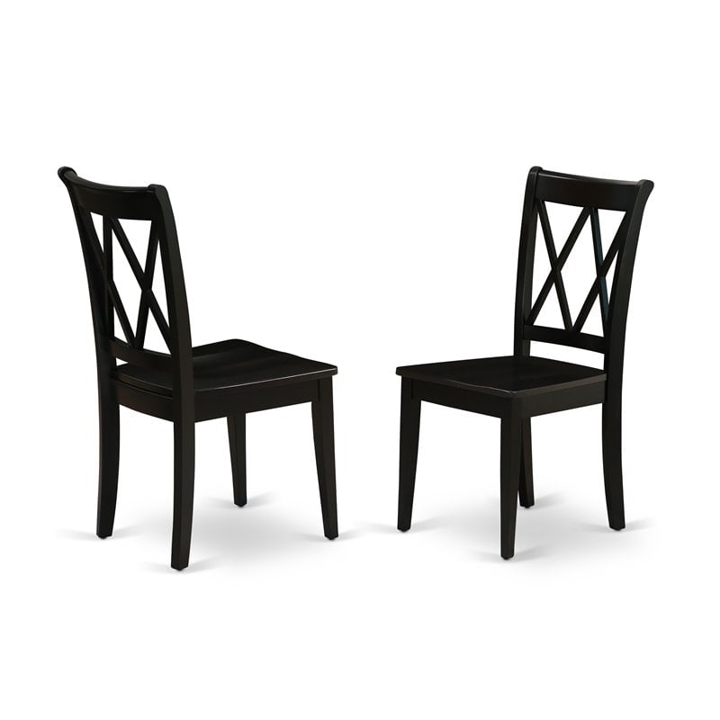 Pemberly Row 5-Piece Wood Dining Set in Black with X Back Chairs