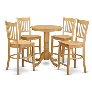 Pemberly Row 5-Piece Traditional Wood Kitchen Set in Oak