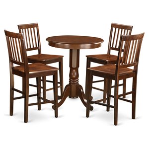 Pemberly Row 5-Piece Wood Counter Height Dining Set in Mahogany
