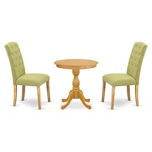 Pemberly Row 3-Piece Oak Wood Dining Room Table Set with Upholstered Chairs