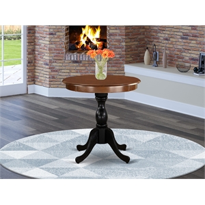Pemberly Row Round Rubberwood Dining Table in Mahogany and Black