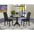 Pemberly Row 3-Piece Round Wood Dining Set in Black and PU Leather