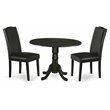Pemberly Row 3-Piece Round Wood Dining Set in Black and PU Leather