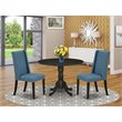 Pemberly Row 3-Piece Wood Dining Set in Black and Mineral Blue Finish