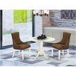 Pemberly Row 3-Piece Rubberwood Dining Set in Linen White and Dark Coffee
