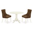 Pemberly Row 3-Piece Rubberwood Dining Set in Linen White and Dark Coffee