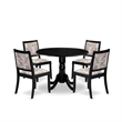 Pemberly Row 5-Piece Dining Set in Black Wood with Faux Leather Seats