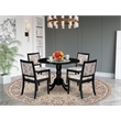 Pemberly Row 5-Piece Dining Set in Black Wood with Faux Leather Seats