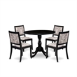 Pemberly Row 5-Piece Dining Set in Wire Brushed Black Wood & Faux Leather