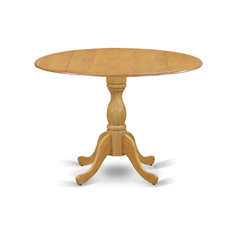 Pemberly Row 3-Piece Wooden Dining Set with Oak Finish and Pedestal Table