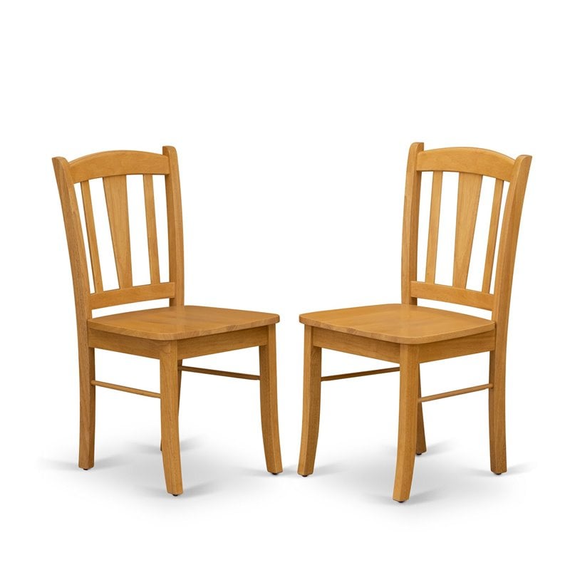 Pemberly Row 3-Piece Wooden Dining Set with Oak Finish and Pedestal Table