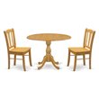Pemberly Row 3-Piece Wooden Dining Set with Oak Finish and Pedestal Table