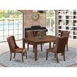 Pemberly Row 5-Piece Wood Dinette Set Faux Leather in Mahogany
