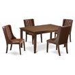 Pemberly Row 5-Piece Wood Dinette Set Faux Leather in Mahogany