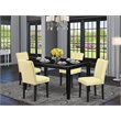 Pemberly Row 5-Piece Wood Dining Set with Black Table and Eggnog Chairs