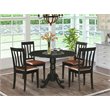 Pemberly Row 5-Piece Wood Dining Table Set Black Finish Faux Leather Seats