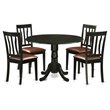 Pemberly Row 5-Piece Wood Dining Table Set Black Finish Faux Leather Seats