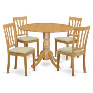 Pemberly Row 5-Piece Wood Dinette Set Oak Finish with Slatted Back Chairs