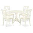 Pemberly Row 5-Piece Wood Dining Set with Linen Upholstered Seat in White