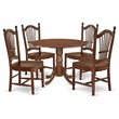 Pemberly Row 5-Piece Dining Set with Solid Wood Seat in Mahogany Finish