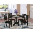 Pemberly Row 5-Piece Wood Dining Table Set with Wood Seats in Black