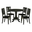 Pemberly Row 5-Piece Wood Dining Table Set with Wood Seats in Black