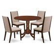 Pemberly Row 5-Piece Wood Dining Set with Linen Cushioned Chairs in Mahogany