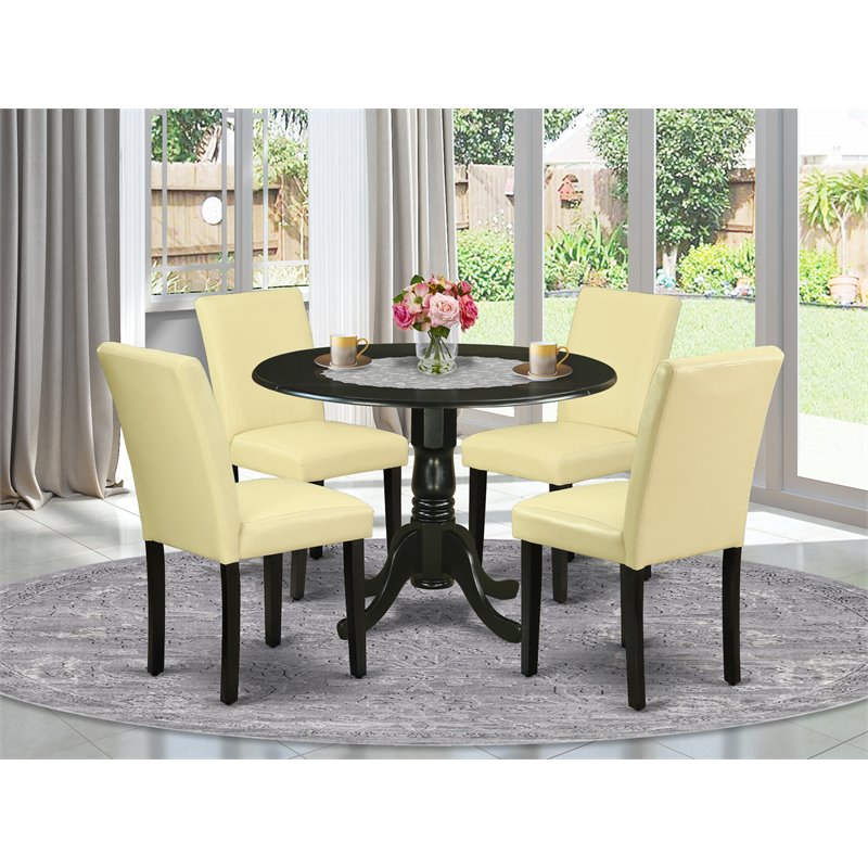 Pemberly Row 5-Piece Wood Dining Set in Black and Eggnog