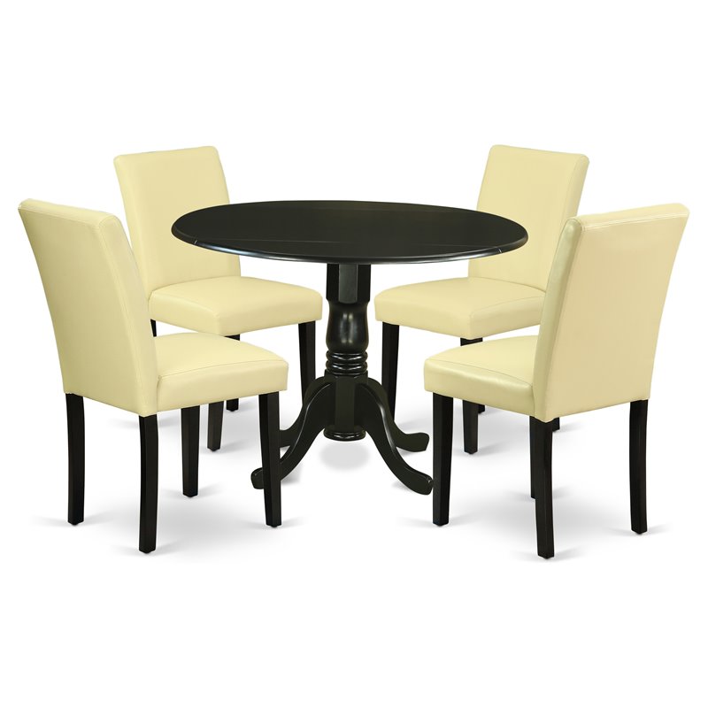 Pemberly Row 5-Piece Wood Dining Set in Black and Eggnog