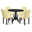 Pemberly Row 5-Piece Wood Dining Set in Black and Eggnog