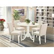 Pemberly Row 5-Piece Wood Dining Set with Fabric Seats in White