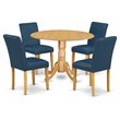 Pemberly Row 5-Piece Wood Dining Set in Oak and Oasis Upholstery
